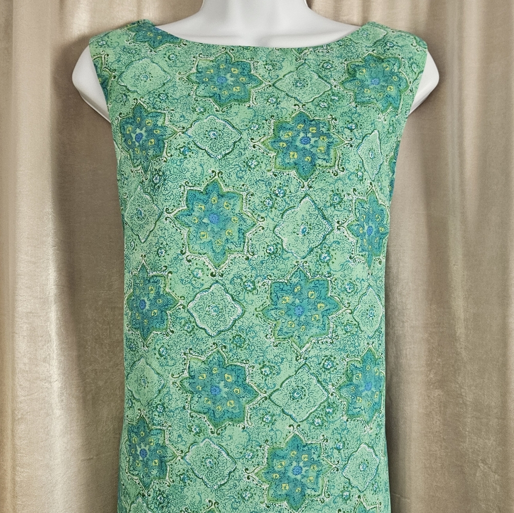 NWOT Coldwater Creek green & blue floral shift dress Womens 14 - Picture 6 of 7